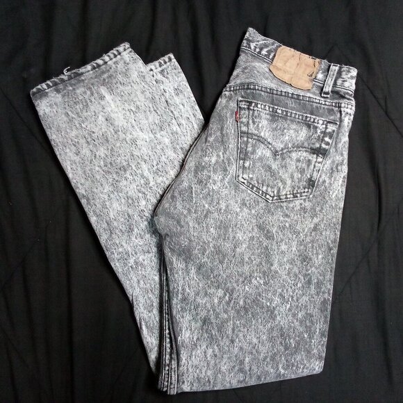 Vintage 80s Levi's 501 Red Tab Button Fly Acid Wash Jeans - Picture 1 of 8